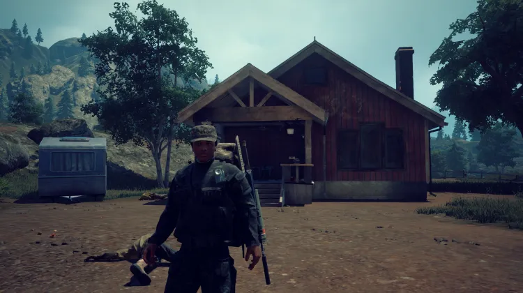 Red House with the Trailer Out Front