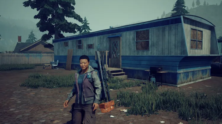 Dirty Blue and White Trailer