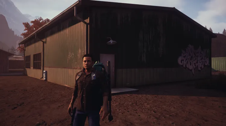 Entrepôt vert vandalisé