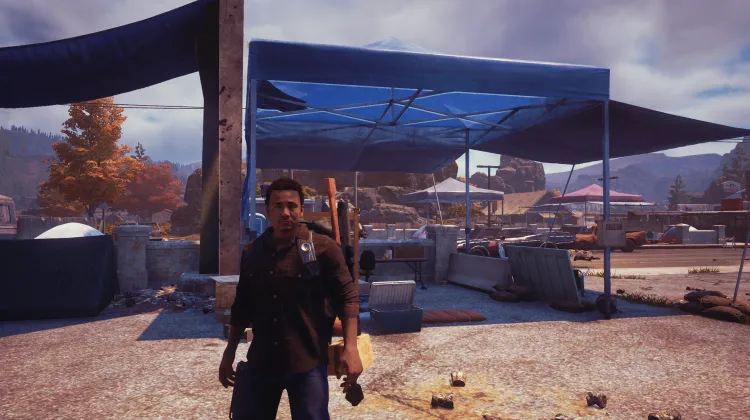 Camping près du panneau commercial