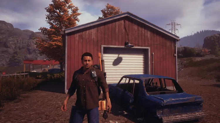 Entrepôt rouge délabré