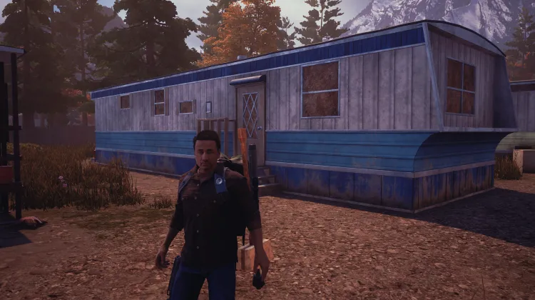 Mobile Home Bleu et Blanc