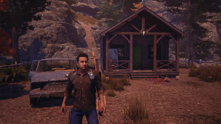 Cabane avec un cadavre déformé