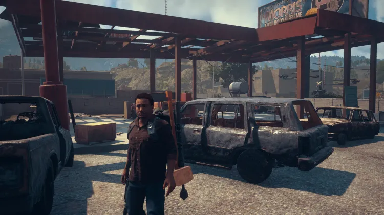 Pompes à essence en ruine