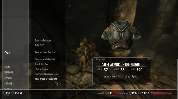 Steel armor of the knight