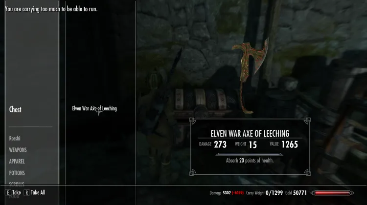 Elven war axe of leeching