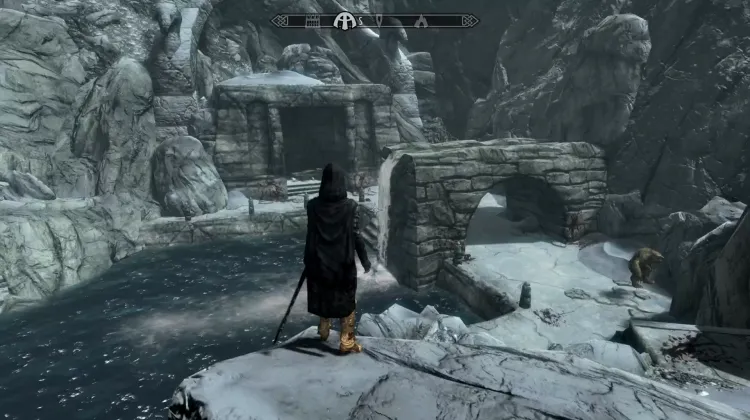 Schneebedeckte Ruinen