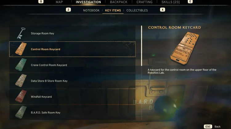 Tarjeta de Acceso de la Sala de Control