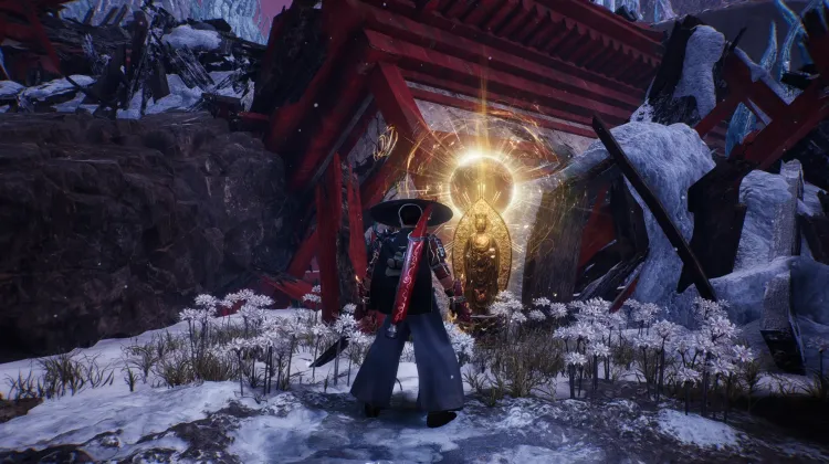 Palais : Jardin Intérieur du Lotus Écarlate, Statue de Bodhisattva