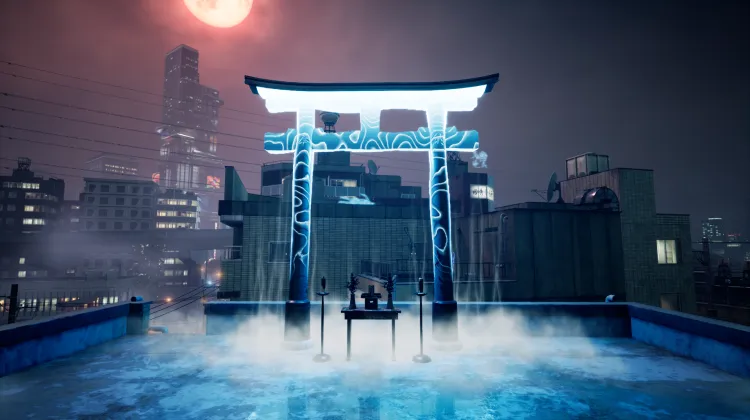 Brama Torii na dachu budynku Saihama