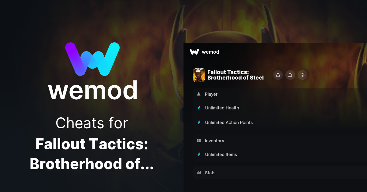 Fallout Tactics Brotherhood of Steel Cheats & Trainers for PC