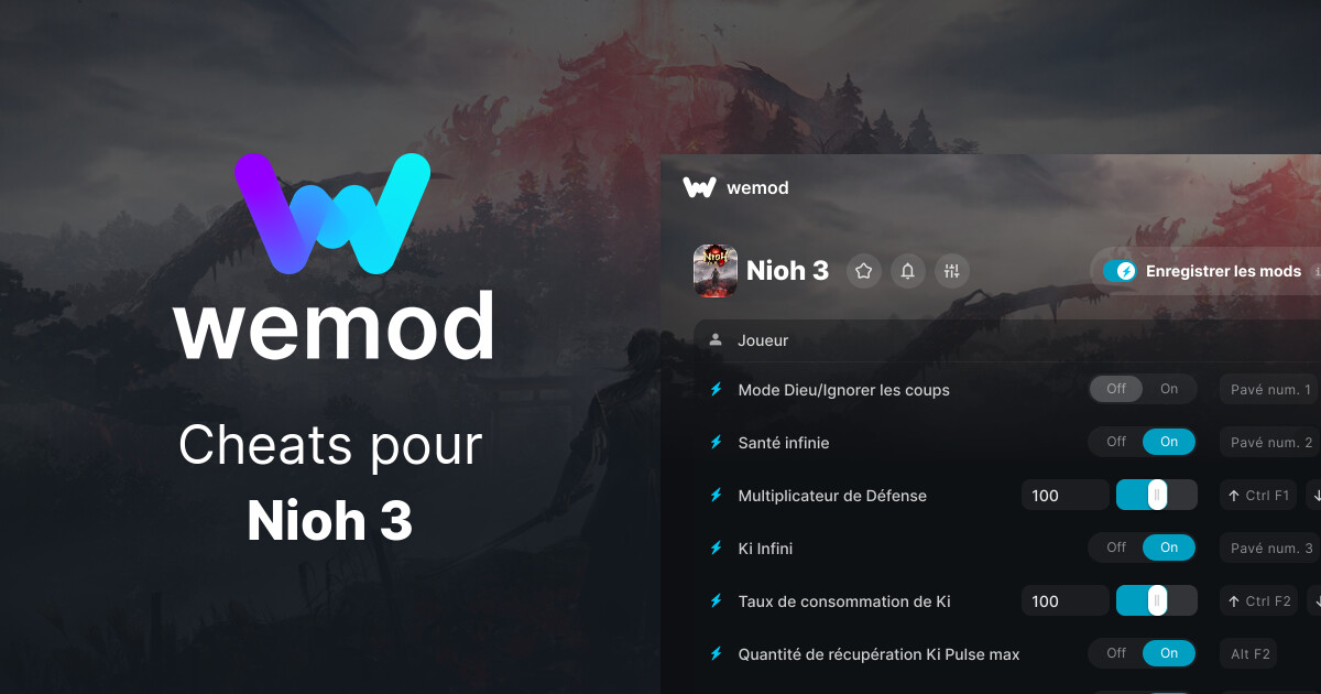 Cheats, trainers et cartes pour Nioh 3 sur PC | WeMod