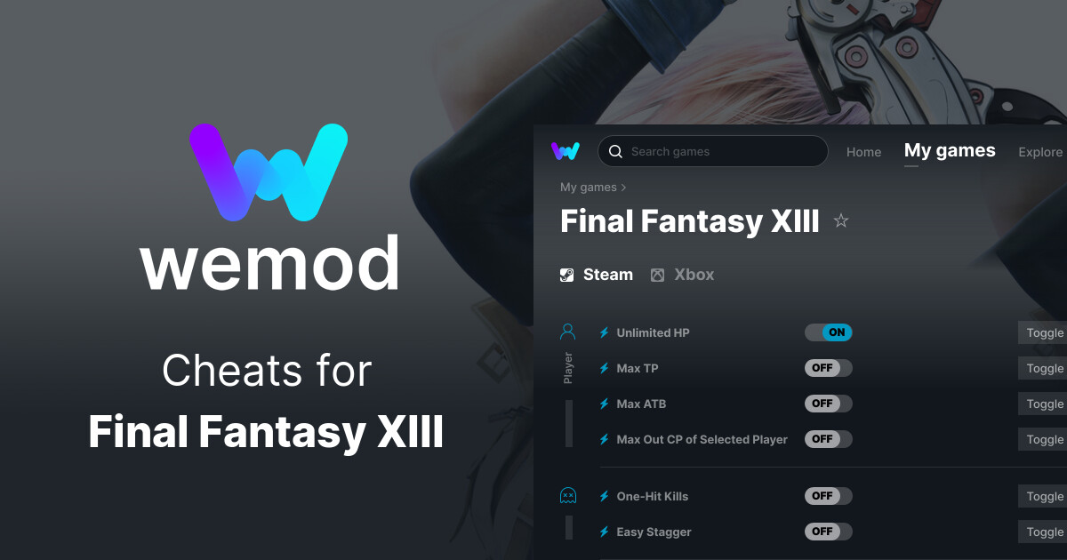 Inloggegevens maandelijks meesterwerk Final Fantasy XIII Cheats and Trainers for PC - WeMod