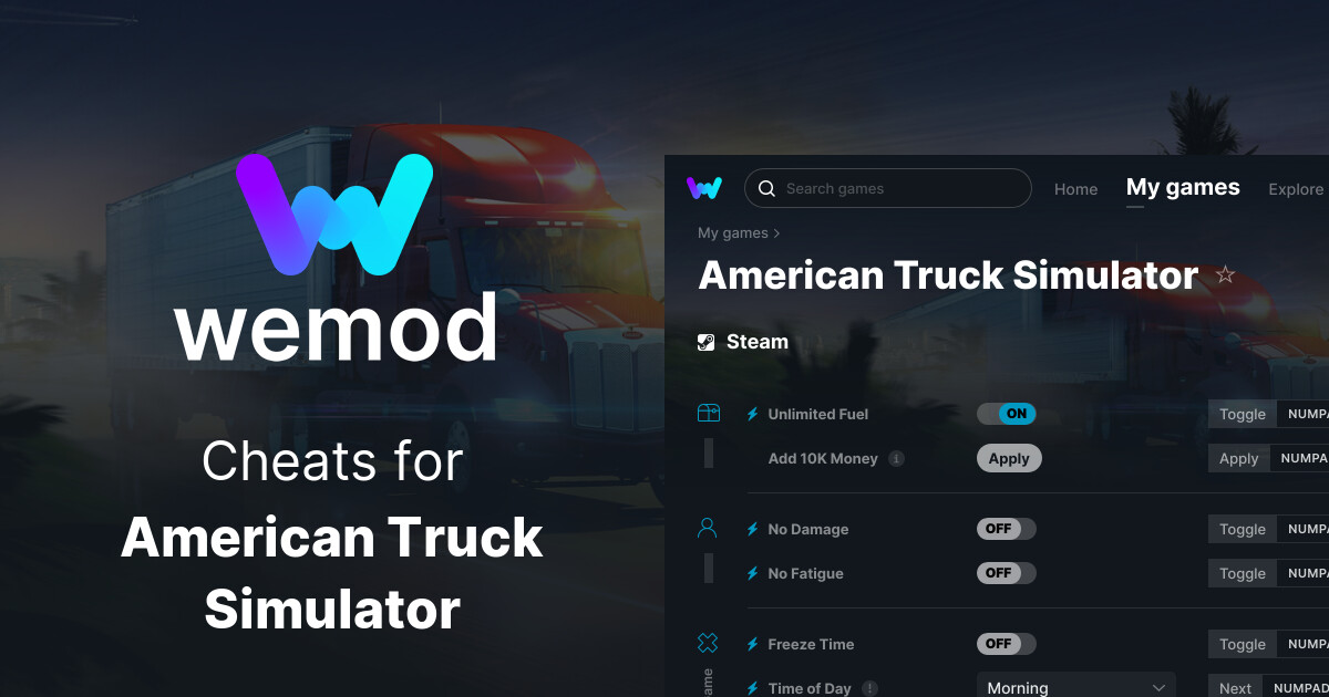 American Truck Simulator Cheats and Trainers for PC - WeMod