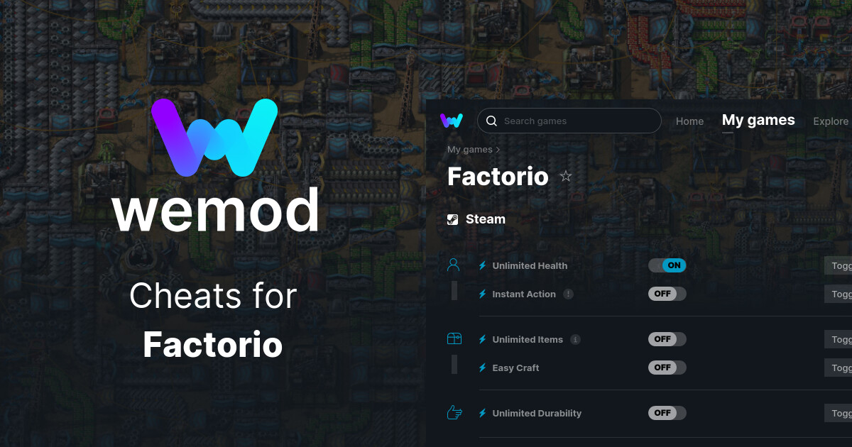 Factorio Cheats & Trainers for PC WeMod