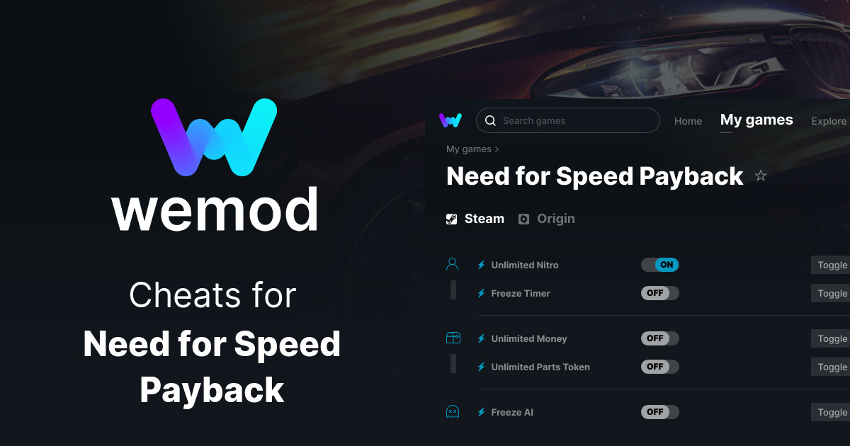 Need for Speed Payback Cheats & Trainers for PC | WeMod