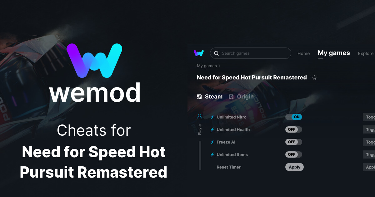 Need For Speed Hot Pursuit Remastered Cheats Need for Speed Hot Pursuit Remastered Cheats and Trainers for PC - WeMod