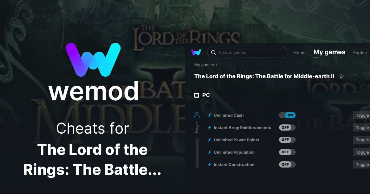 straffen Waarschuwing kraan The Lord of the Rings: The Battle for Middle-earth II Cheats and Trainers  for PC - WeMod