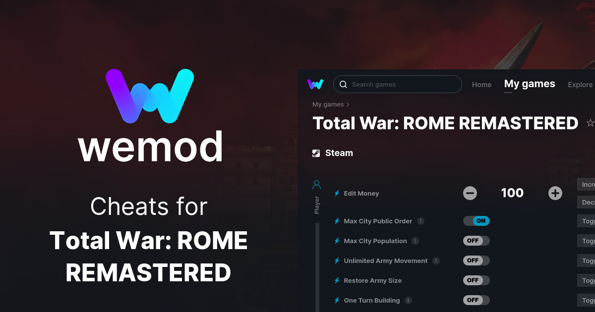 Total War: ROME REMASTERED Trainer - FLiNG Trainer - PC Game