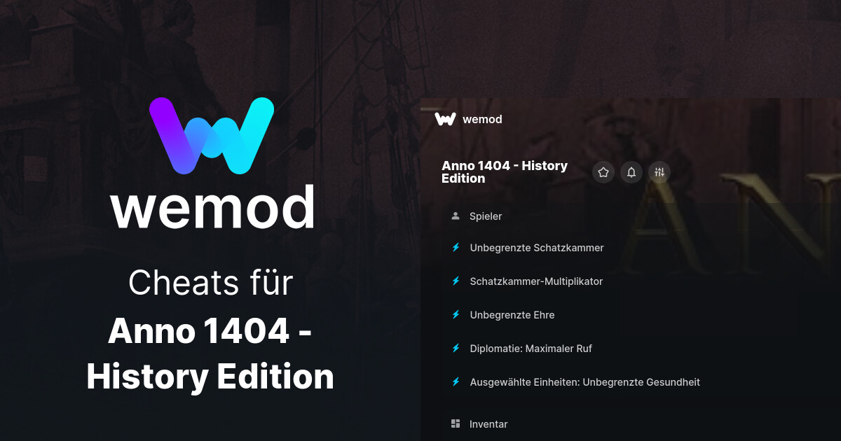 Anno 1404 - History Edition Trainer Anno 1404 - History Edition Cheats und Trainer für PC - WeMod