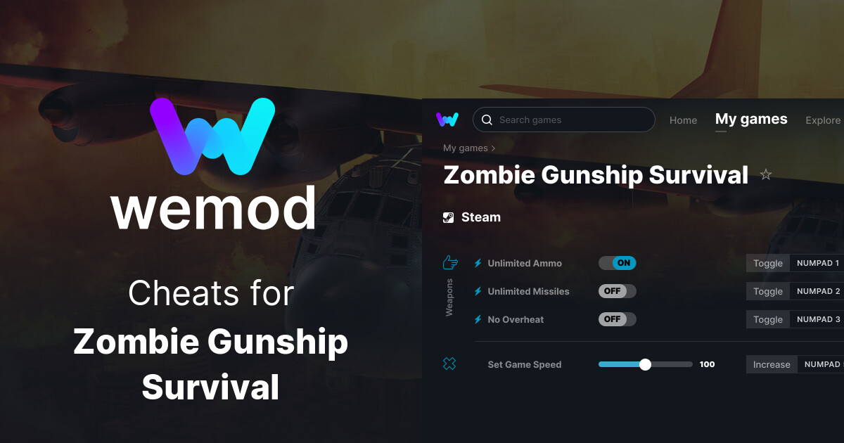 Zombie Gunship Survival Cheats and Trainers for PC WeMod