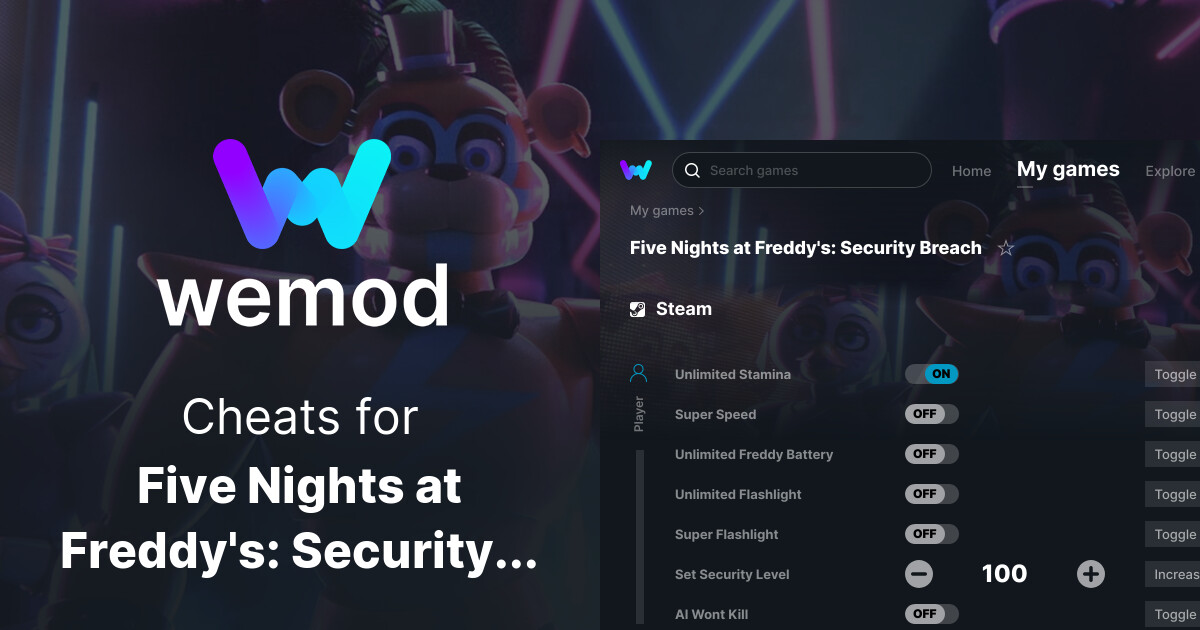 Five Nights at Freddy's Security Breach Cheats and Trainers for PC WeMod