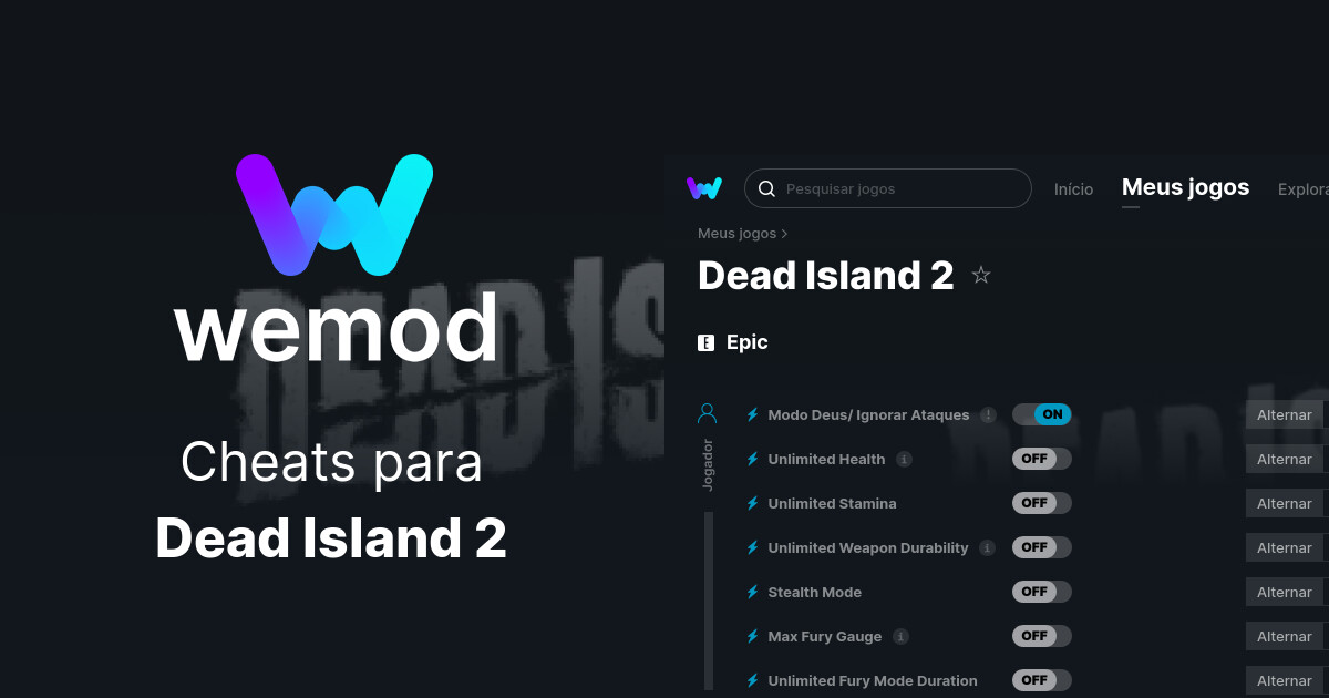 Cheats e Trainers para Dead Island 2 no PC WeMod