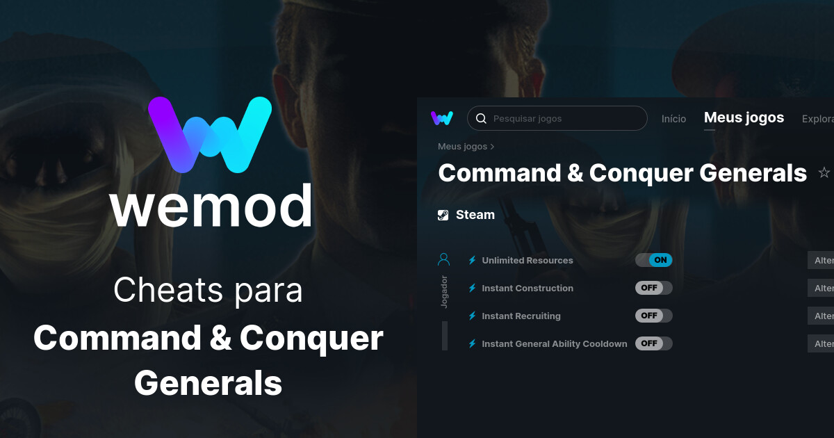 Cheats e Trainers para Command & Conquer Generals no PC WeMod