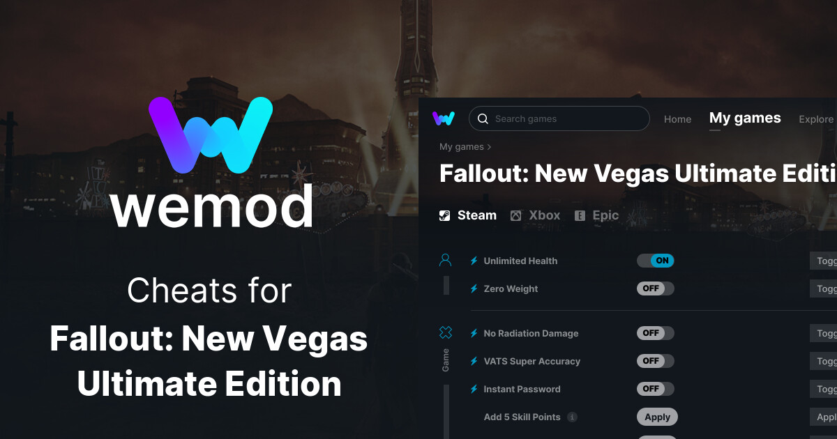 Fallout: New Vegas Ultimate Edition Cheats & Trainers for PC
