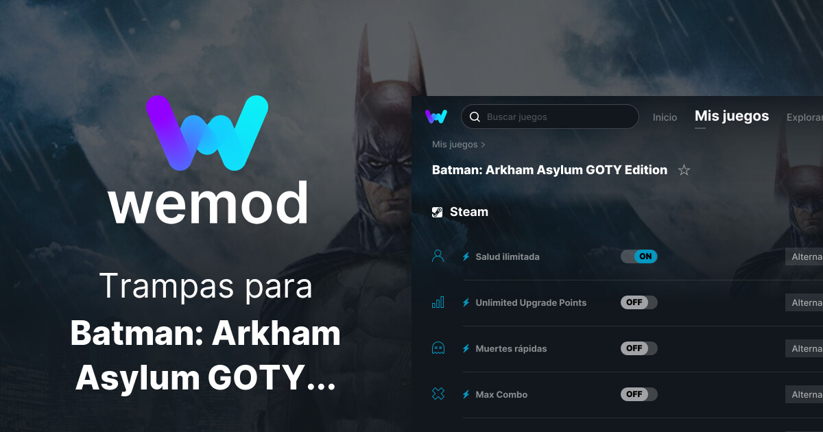 Trampas y Trainers de Batman: Arkham Asylum GOTY Edition para PC - WeMod