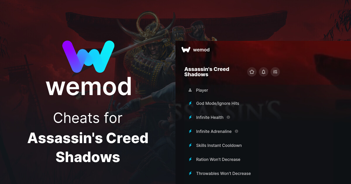 Assassin's Creed Shadows Cheats, Trainers and Maps for PC | WeMod