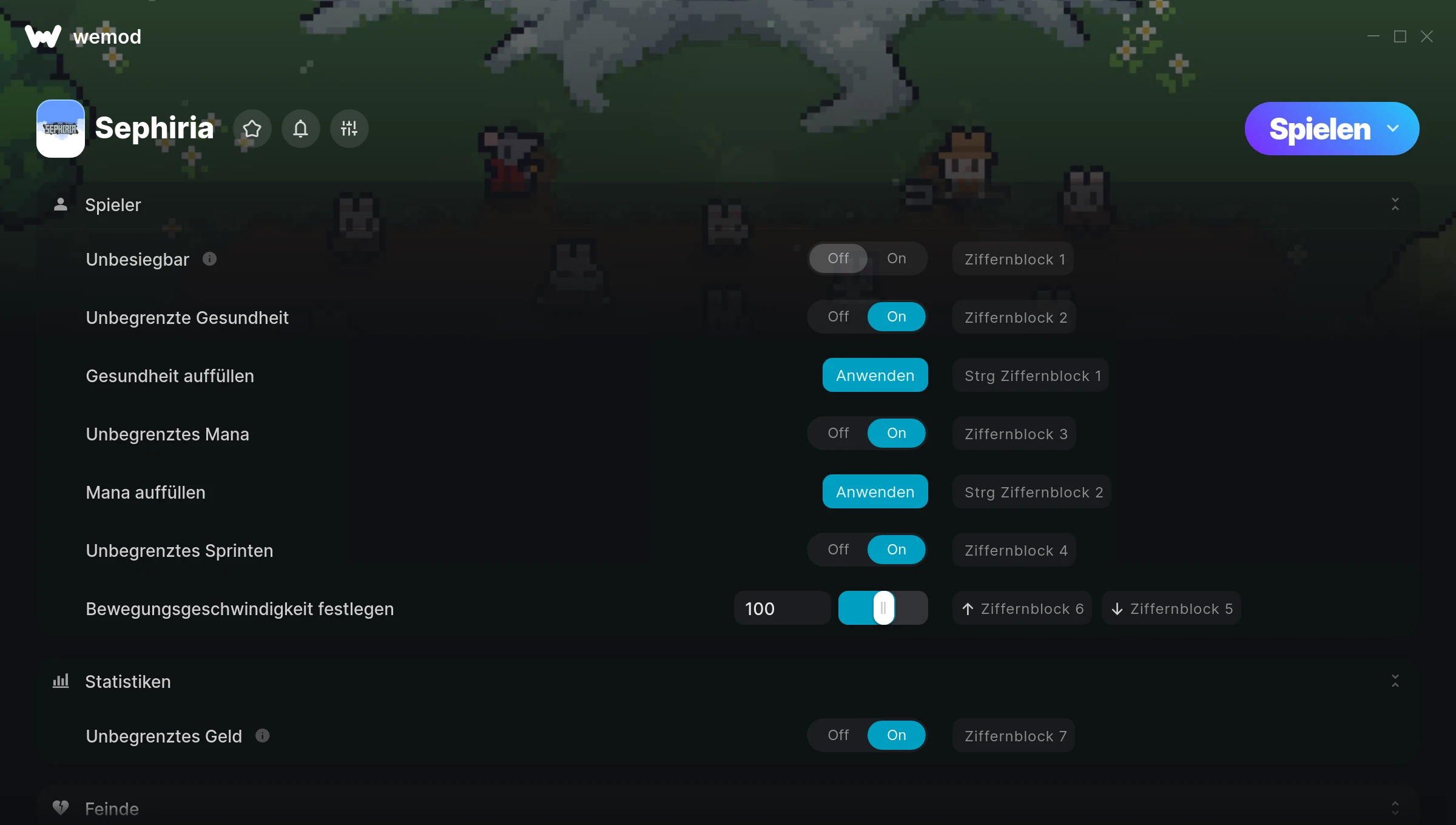 Sephiria Cheats Screenshot