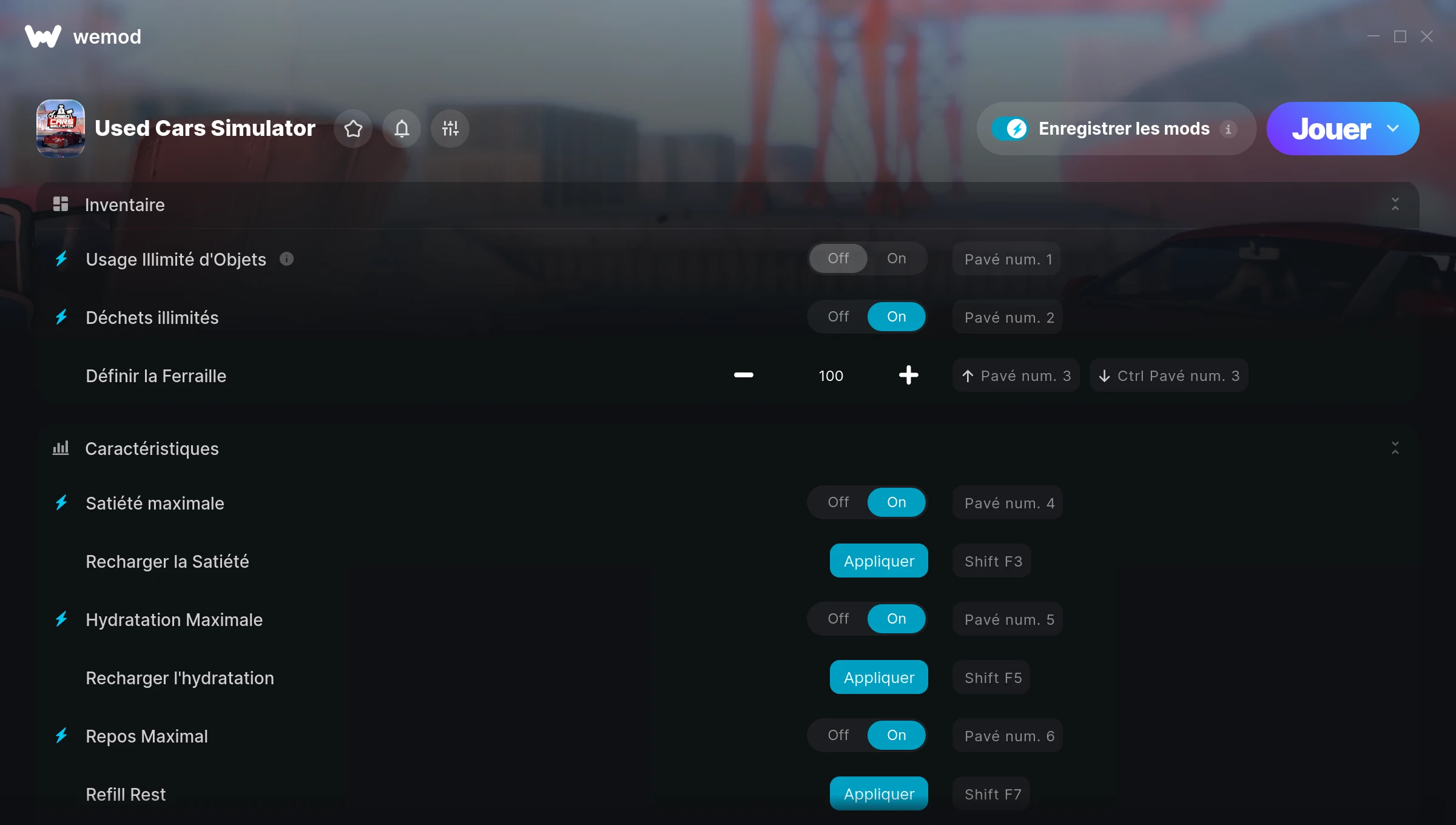 Capture d’écran des cheats pour Used Cars Simulator
