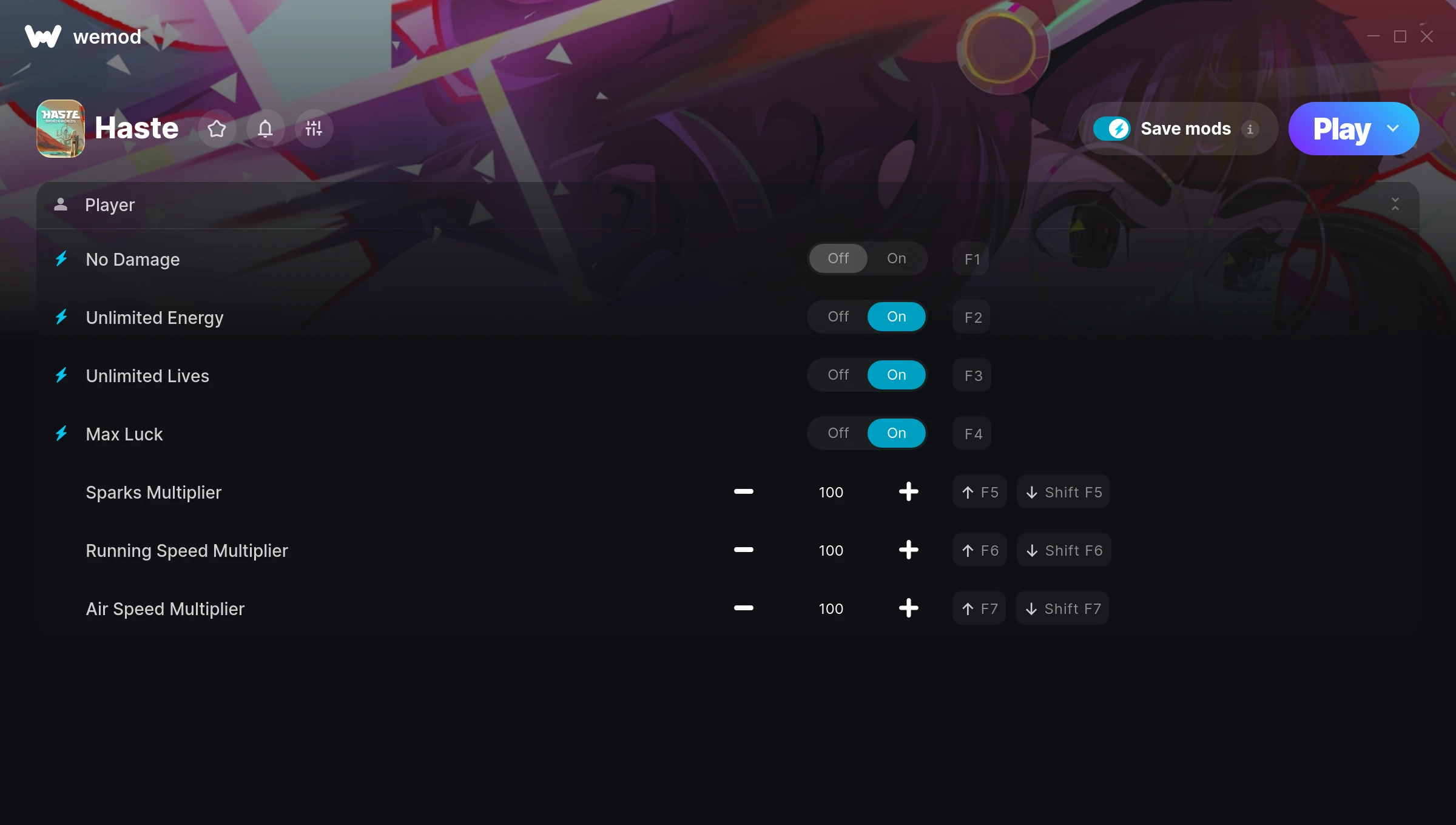 Haste cheats screenshot