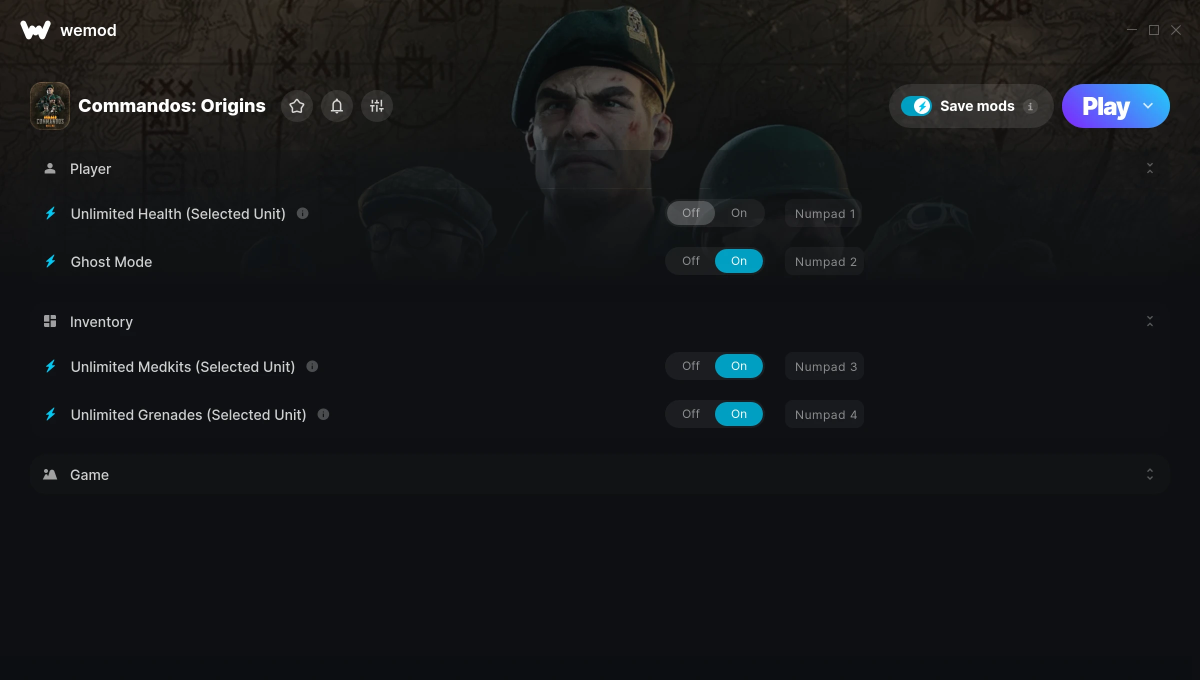 Commandos: Origins cheats screenshot