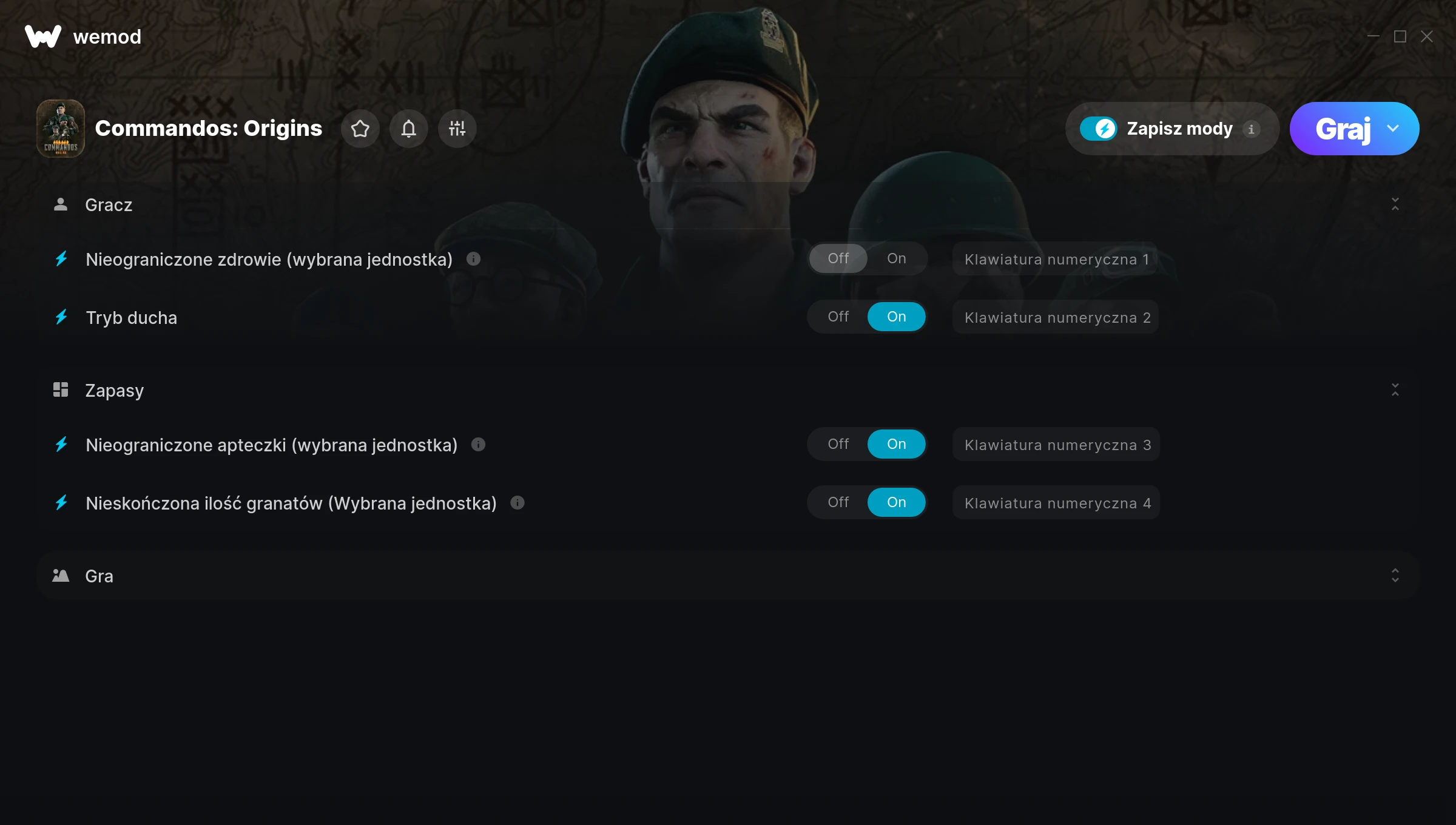 Cheaty do Commandos: Origins – zrzut ekranu