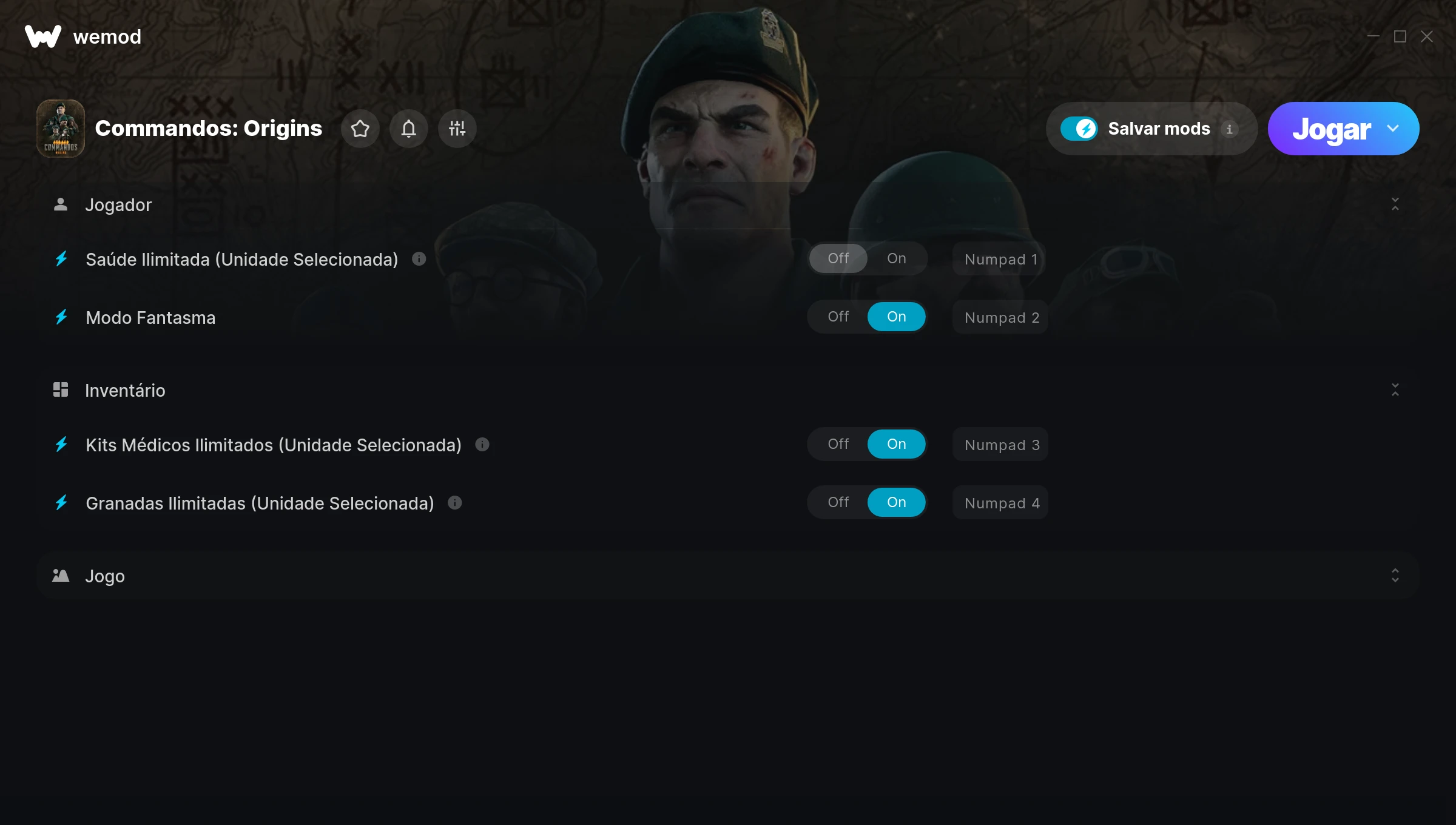 Captura de tela de trapaças de Commandos: Origins