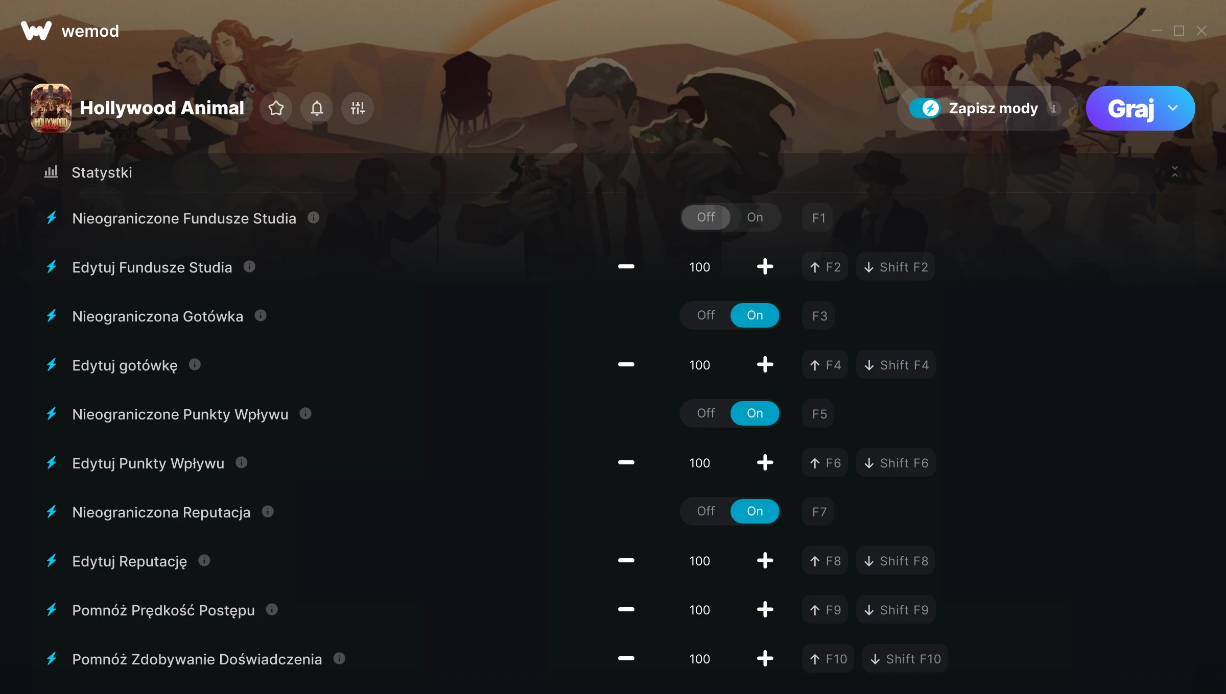 Cheaty do Hollywood Animal – zrzut ekranu