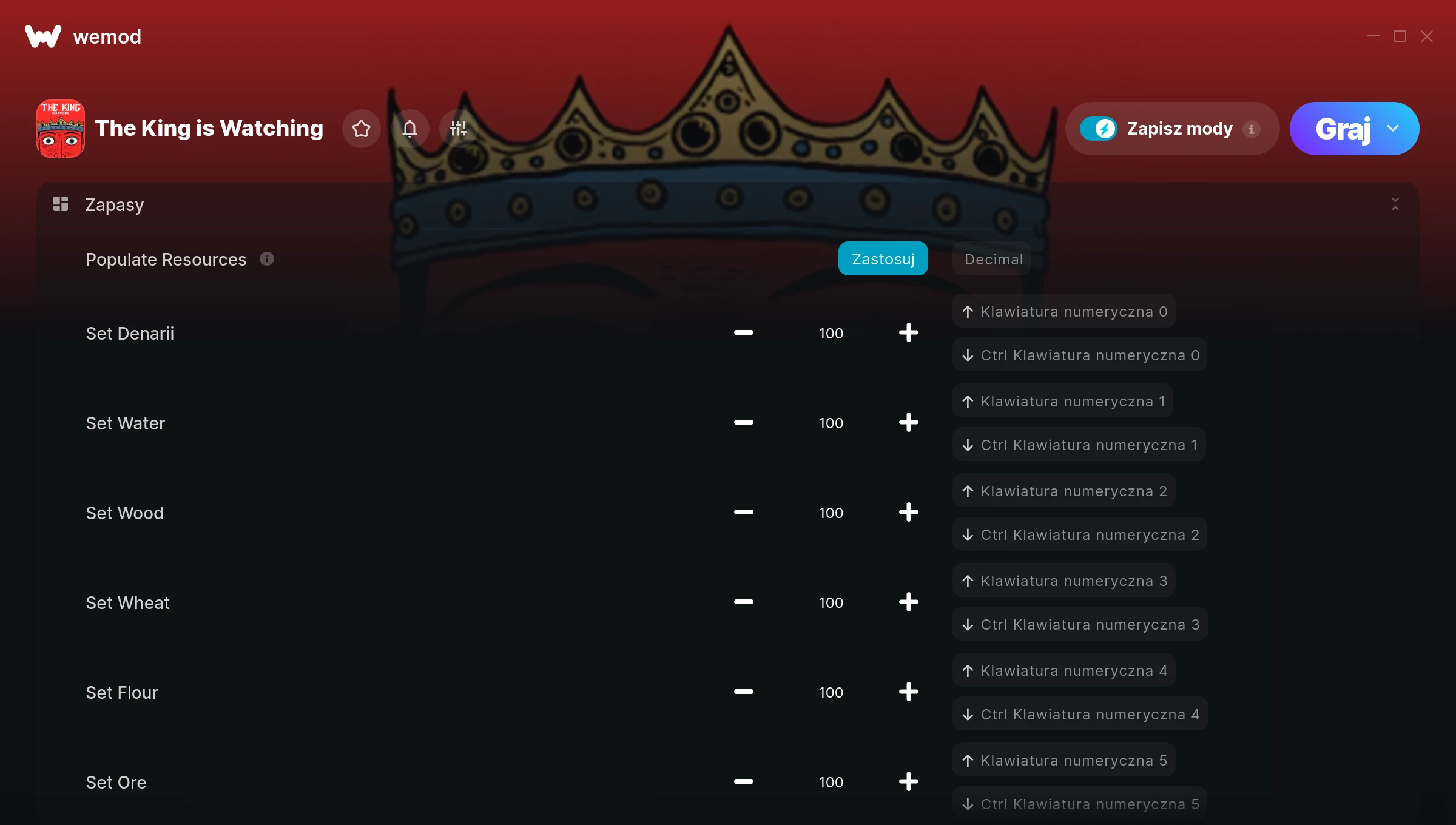 Cheaty do The King is Watching – zrzut ekranu