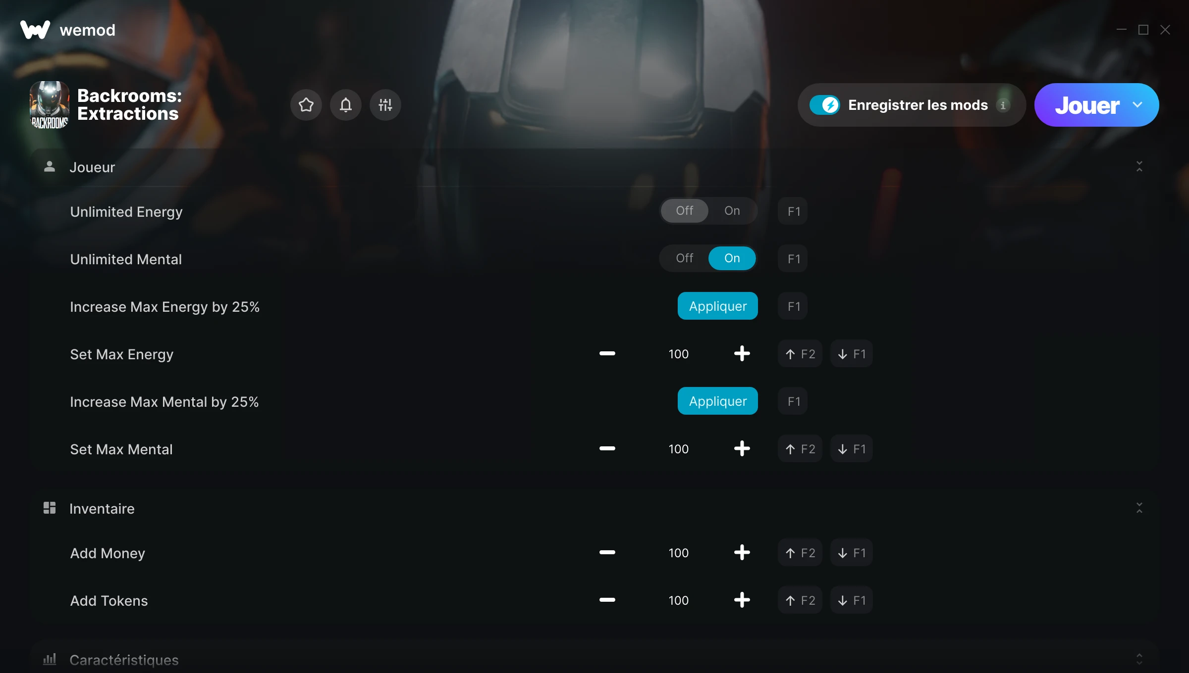 Capture d’écran des cheats pour Backrooms: Extractions