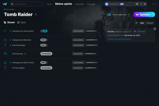 Tomb Raider Cheats Screenshot