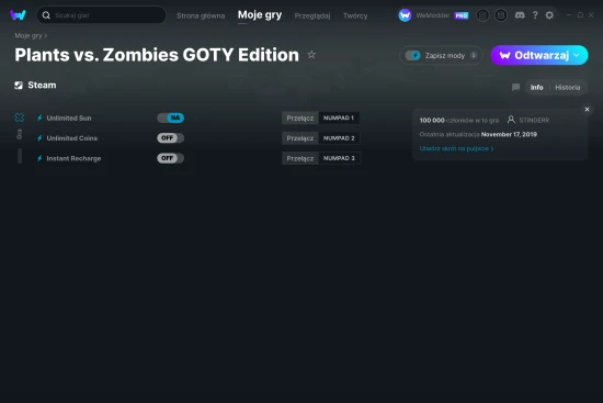 cheaty Plants vs. Zombies GOTY Edition zrzut ekranu
