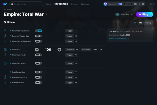 Empire: Total War cheats screenshot