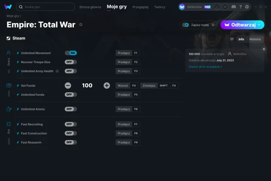 cheaty Total War: EMPIRE – Definitive Edition zrzut ekranu