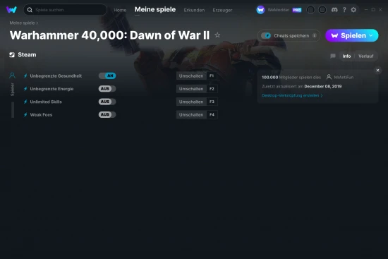 Warhammer 40,000: Dawn of War II Cheats Screenshot