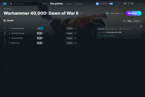 Warhammer 40,000: Dawn of War II cheats screenshot