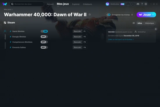 Capture d'écran de triches de Warhammer 40,000: Dawn of War II