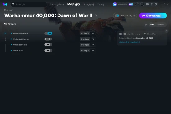 cheaty Warhammer 40,000: Dawn of War II zrzut ekranu