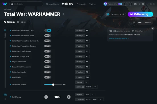 cheaty Total War: WARHAMMER zrzut ekranu