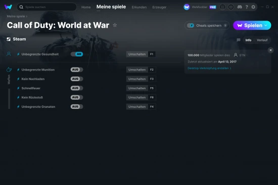Call of Duty: World at War Cheats Screenshot